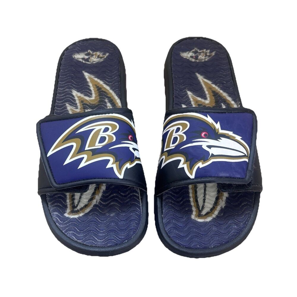 NFL Baltimore Ravens Youth XL 4-5 Slides Sandals Boys Kids Slip On Shoes Sandals
